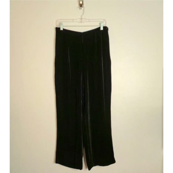 Vintage Talbots Black Rayon Silk Velvet Wide Leg Pant Size 12P Holiday Glam Luxe - Picture 1 of 9